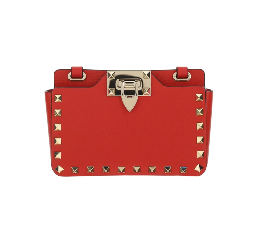 Valentino Garavani - Authenticated Rockstud Handbag - Leather Red Plain for Women, Very Good Condition