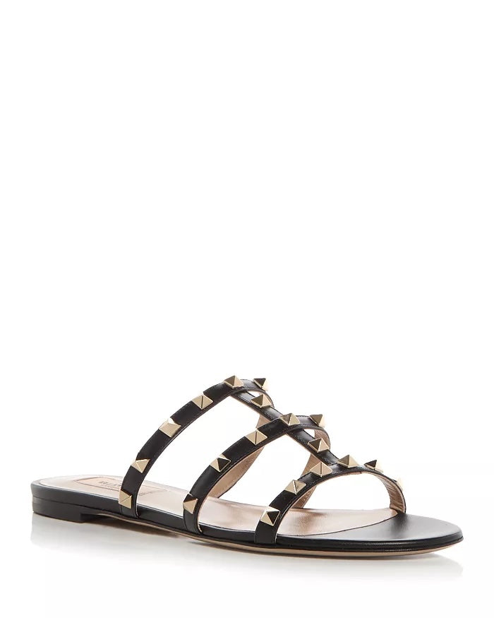 VALENTINO GARAVANI CALFSKIN LEATHER ROCKSTUD MULES