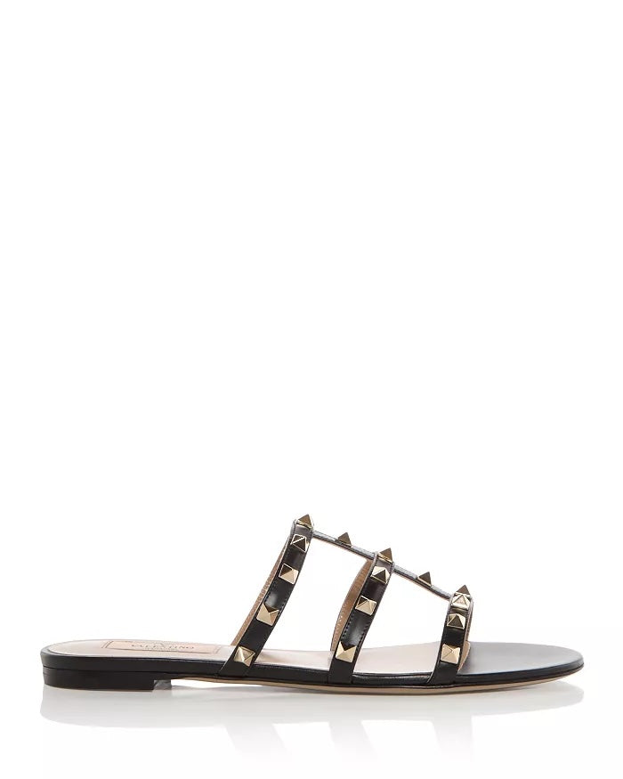 VALENTINO GARAVANI CALFSKIN LEATHER ROCKSTUD MULES