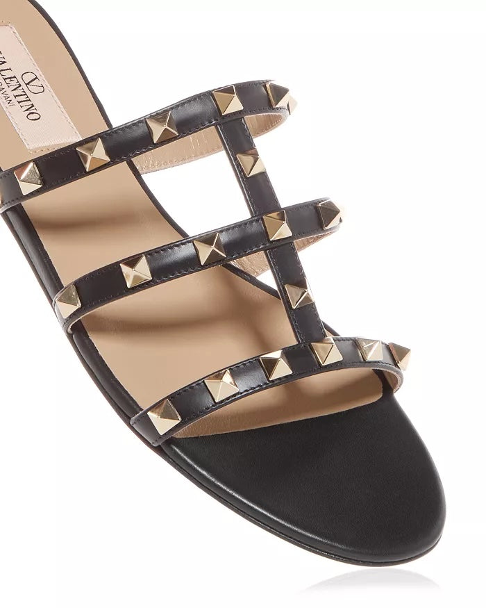 VALENTINO GARAVANI CALFSKIN LEATHER ROCKSTUD MULES