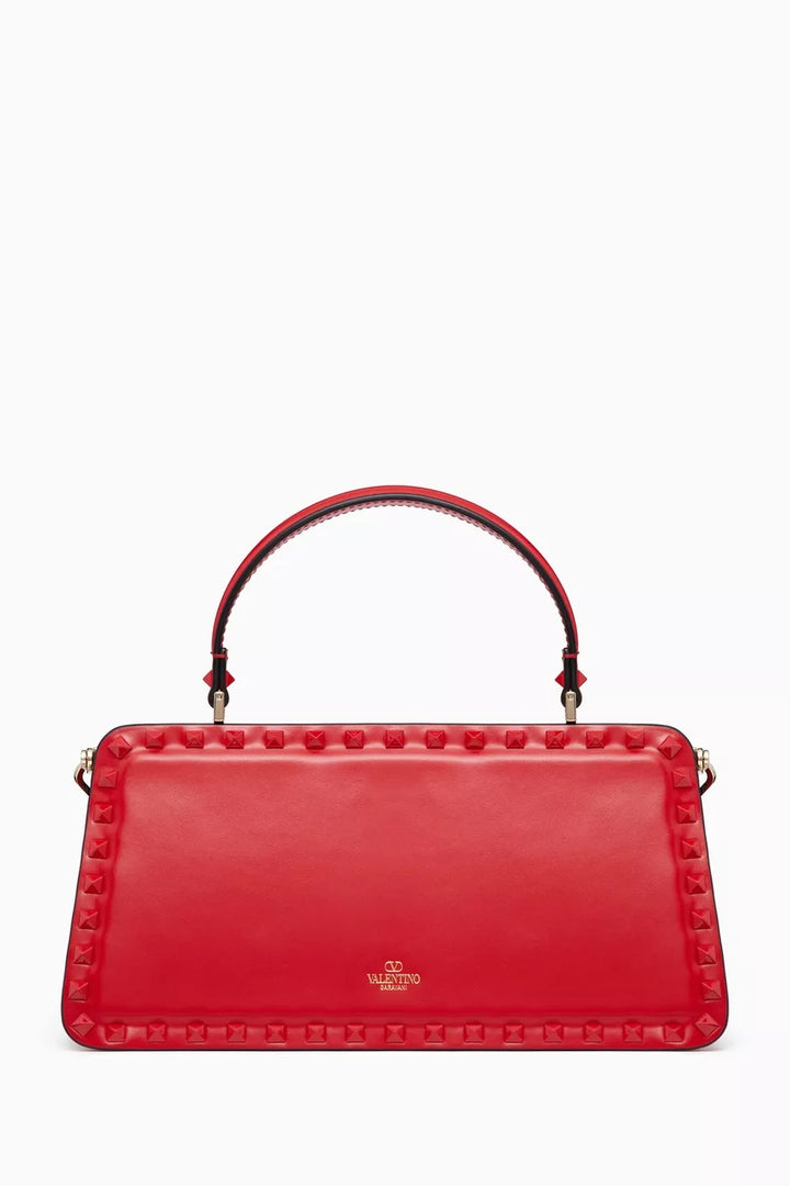 VALENTINO GARAVANI ROCKSTUD CALFSKIN LEATHER TOP HANDLE BAG