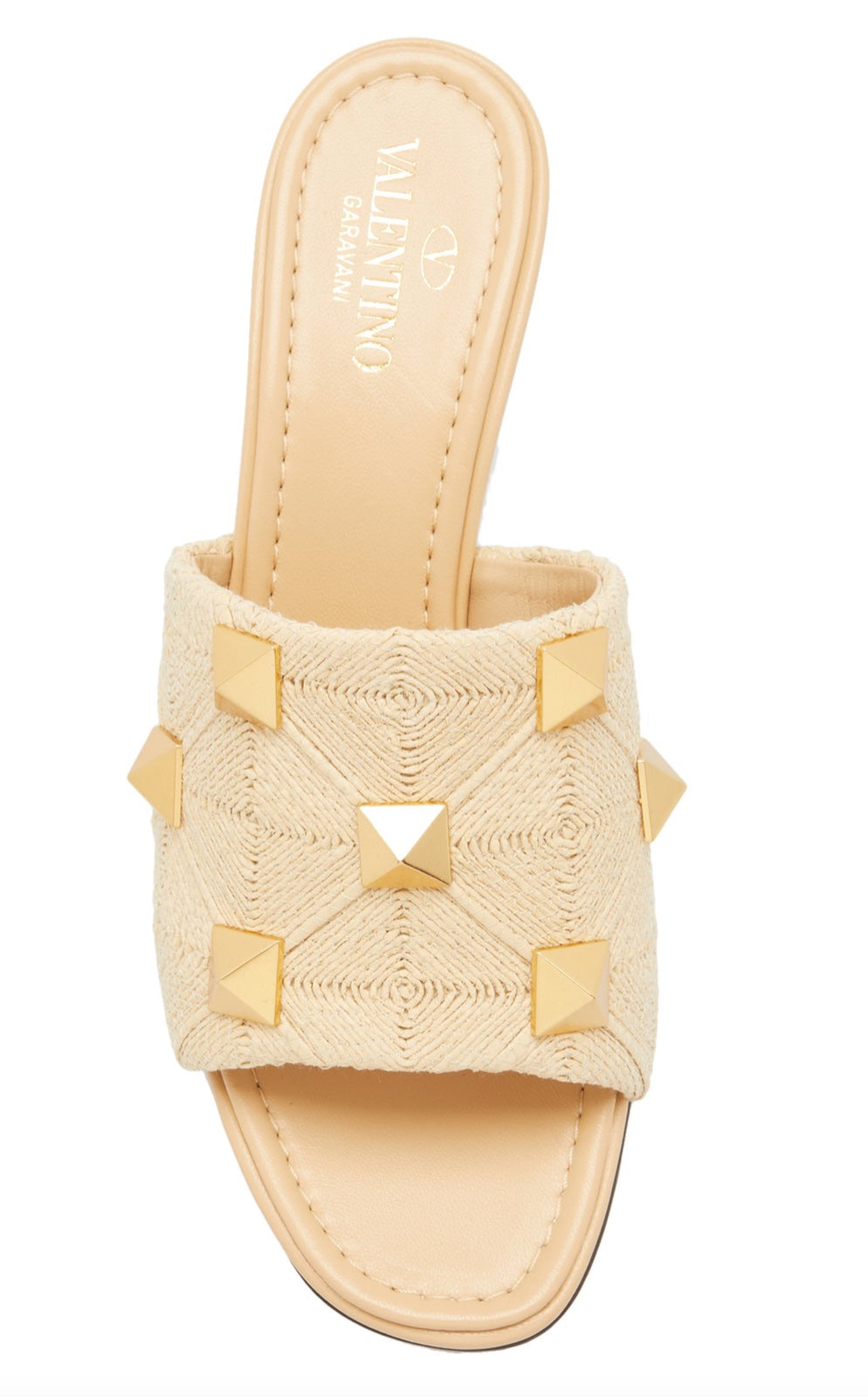 VALENTINO GARAVANI ROCKSTUD ROMAN RAFFIA MULES