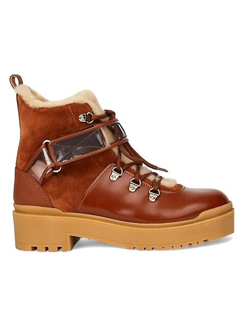 VALENTINO GARAVANI TREKKGIRL SHEARLING LINED LEATHER &amp; SUEDE BOOTS