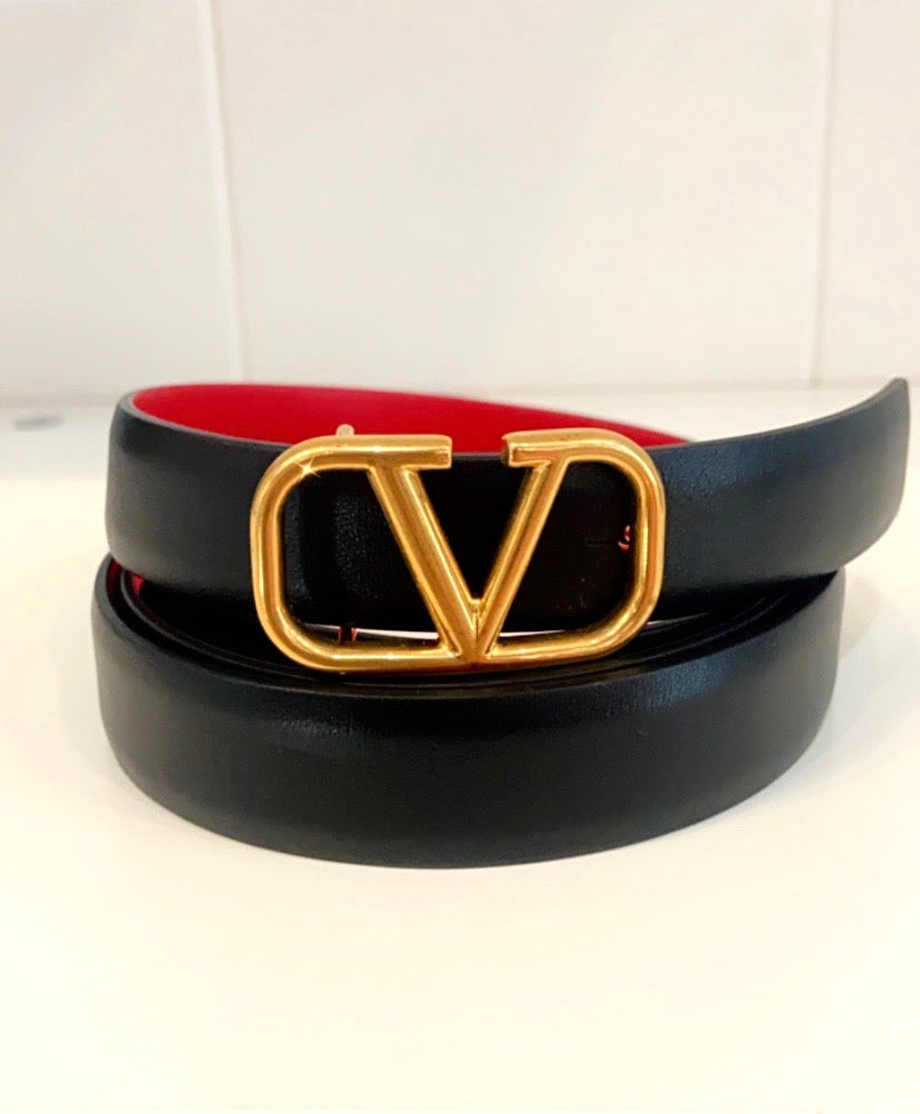 VALENTINO GARAVANI VLOGO REVERSIBLE LEATHER BELT