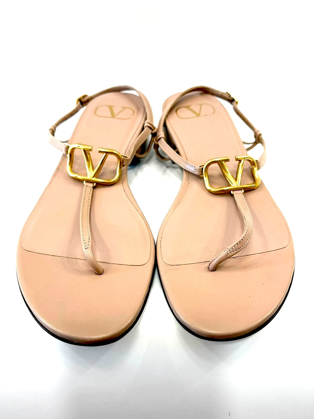 VALENTINO GARAVANI VLOGO THONG LAMBSKIN LEATHER SANDALS