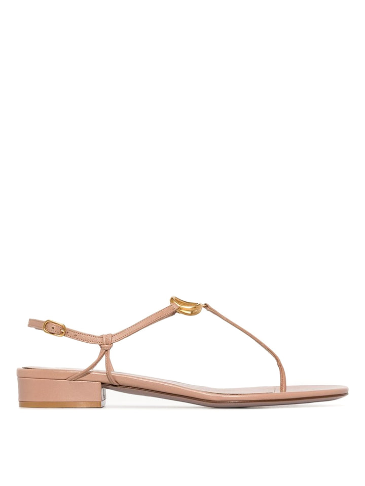 VALENTINO GARAVANI VLOGO THONG LAMBSKIN LEATHER SANDALS