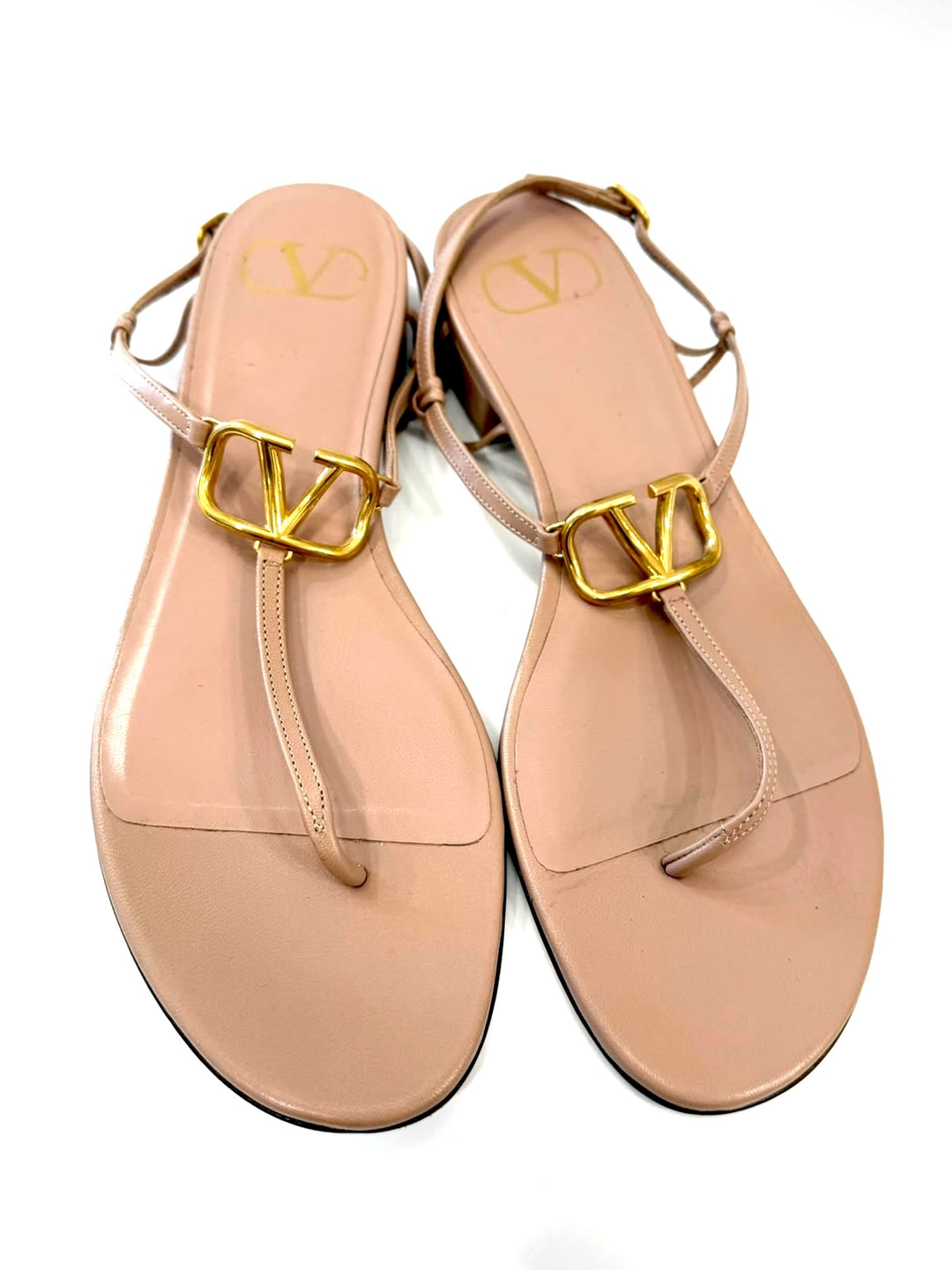 VALENTINO GARAVANI VLOGO THONG LAMBSKIN LEATHER SANDALS