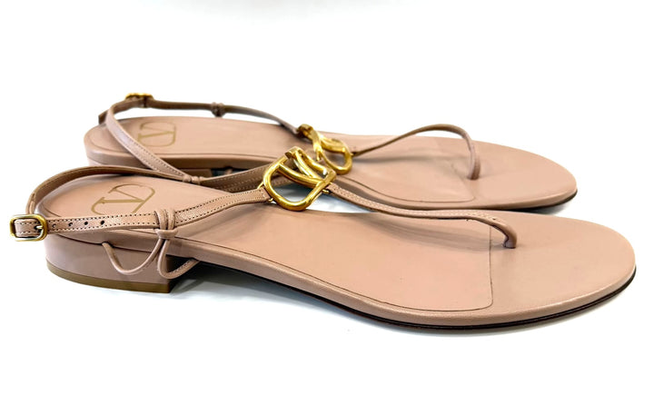VALENTINO GARAVANI VLOGO THONG LAMBSKIN LEATHER SANDALS