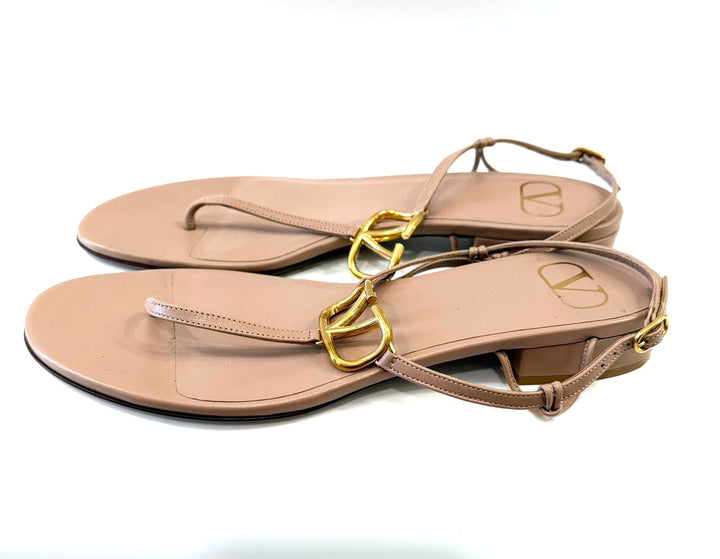 VALENTINO GARAVANI VLOGO THONG LAMBSKIN LEATHER SANDALS