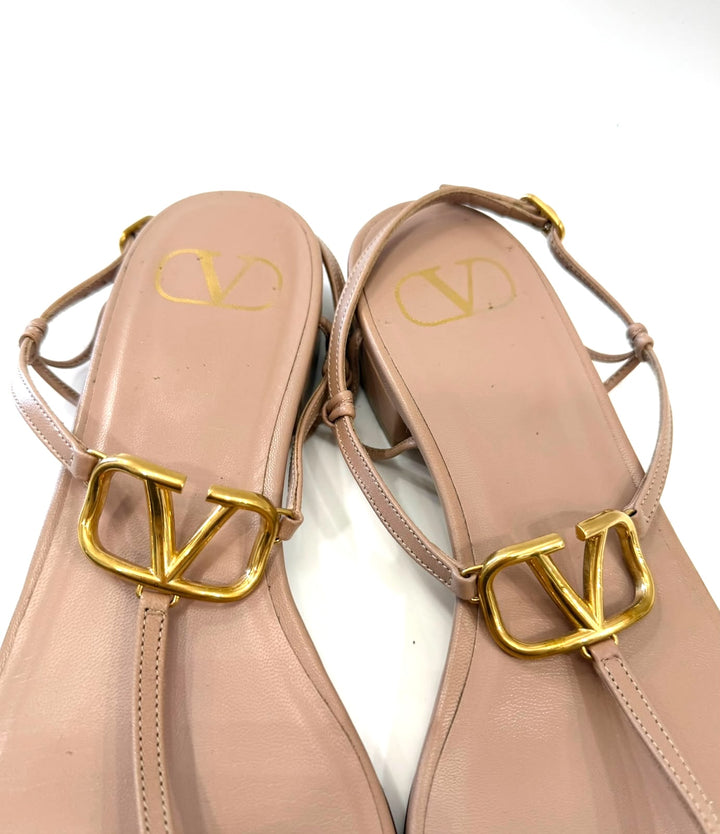 VALENTINO GARAVANI VLOGO THONG LAMBSKIN LEATHER SANDALS