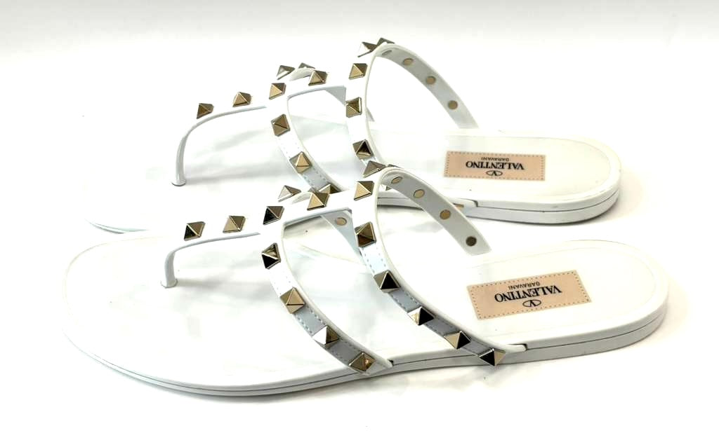 VALENTINO ROCKSTUD JELLY PVC THONG RESORT MULES