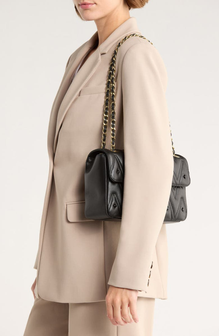 MARIO VALENTINO POSH DIAMOND QUILTED CALFSKIN LEATHER BAG