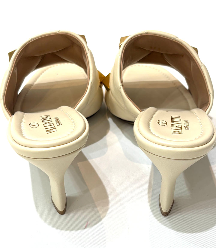 VALENTINO GARAVANI NAPPA QUILTED LEATHER ROMAN STUD MULES