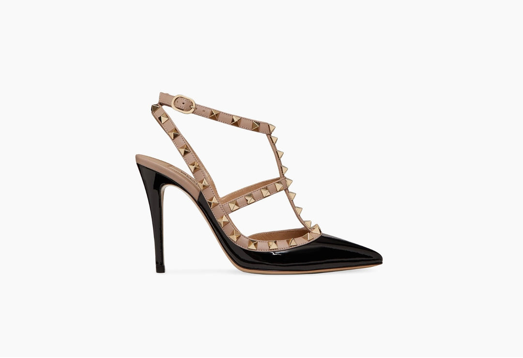 VALENTINO ROCKSTUD 100 PATENT CAGED PUMPS