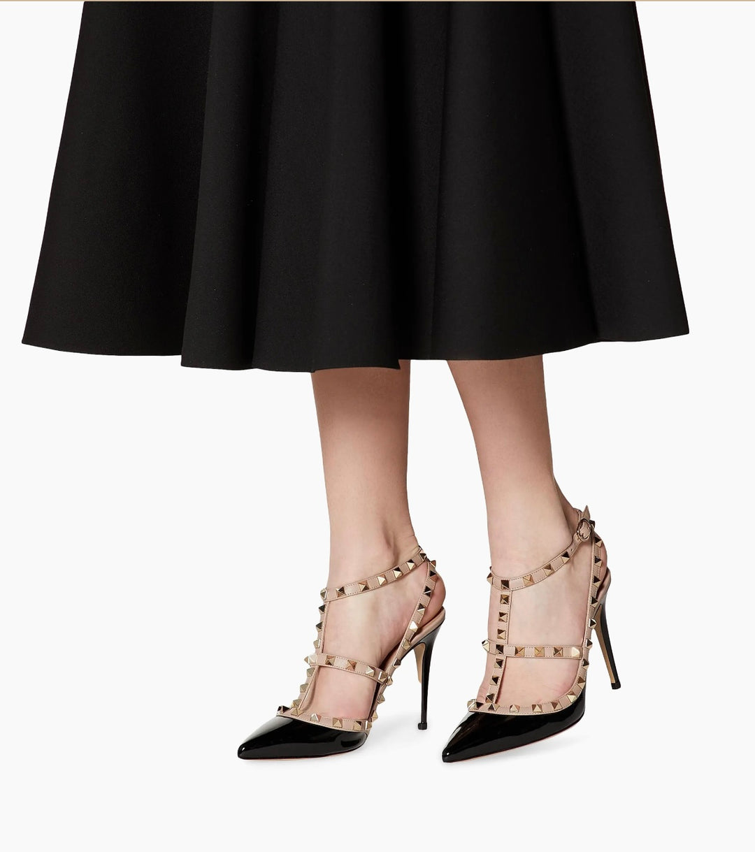 VALENTINO ROCKSTUD 100 PATENT CAGED PUMPS
