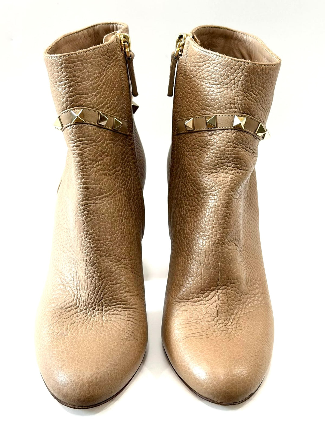 VALENTINO GARAVANI 90MM BLOCK HEEL PEBBLED CALFSKIN ANKLE BOOTS