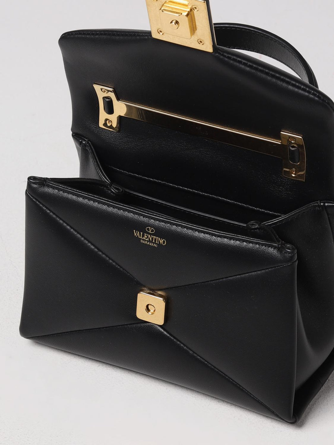 VALENTINO SMALL ROMAN ONE STUD NAPPA LEATHER FLAP BAG