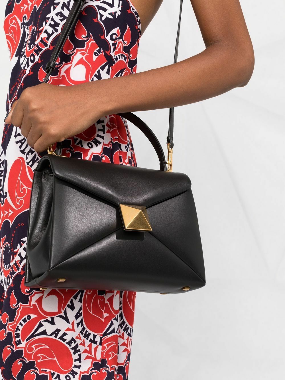 VALENTINO SMALL ROMAN ONE STUD NAPPA LEATHER FLAP BAG