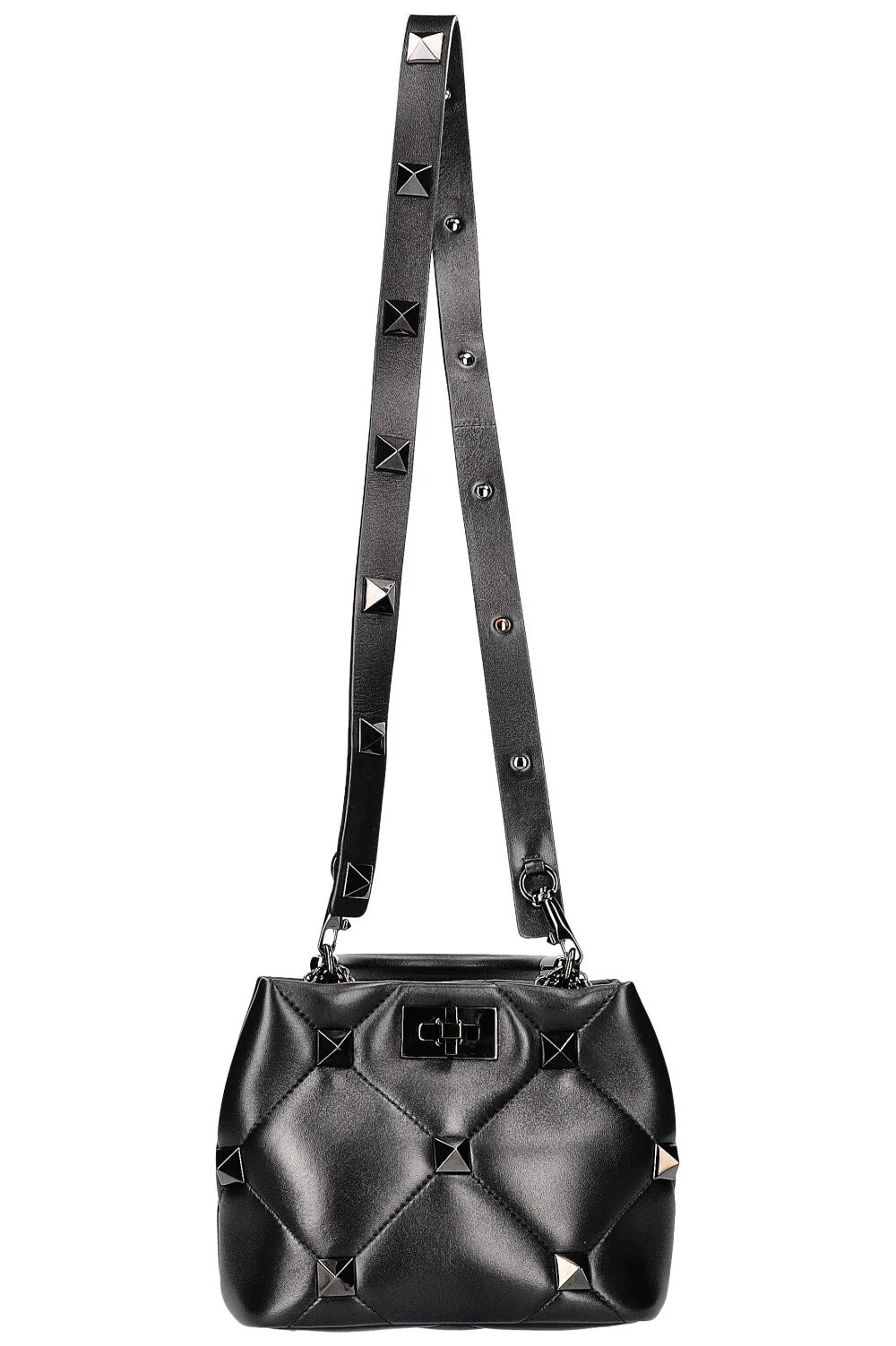 VALENTINO MONOCHROME ROMAN STUD "THE HANDLE" SMALL BAG