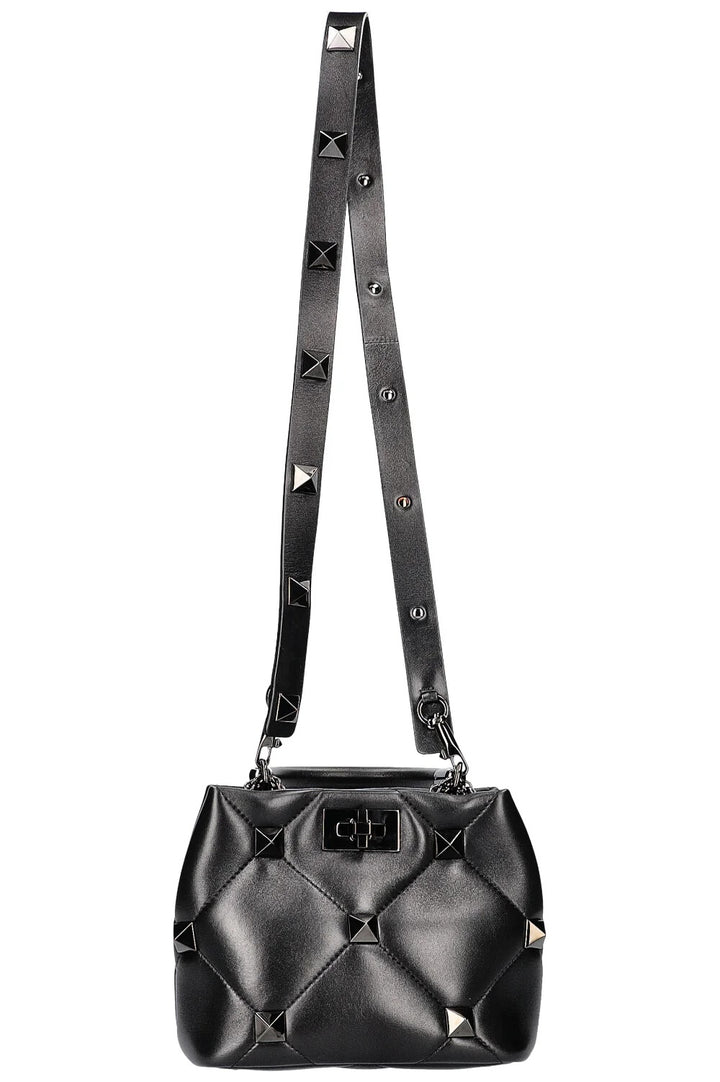 VALENTINO MONOCHROME ROMAN STUD "THE HANDLE" SMALL BAG