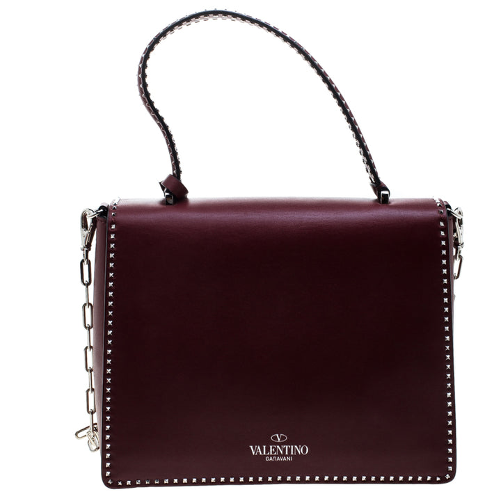 VALENTINO STUDDED MICRO ROCKSTUD CALFSKIN LEATHER TOP HANDLE BAG