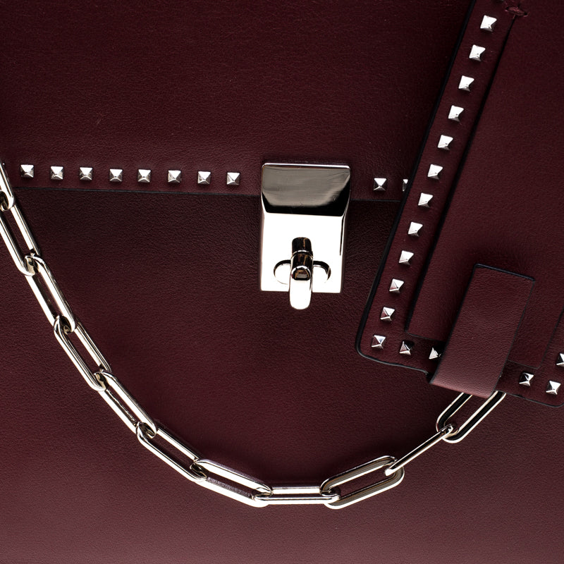 VALENTINO STUDDED MICRO ROCKSTUD CALFSKIN LEATHER TOP HANDLE BAG