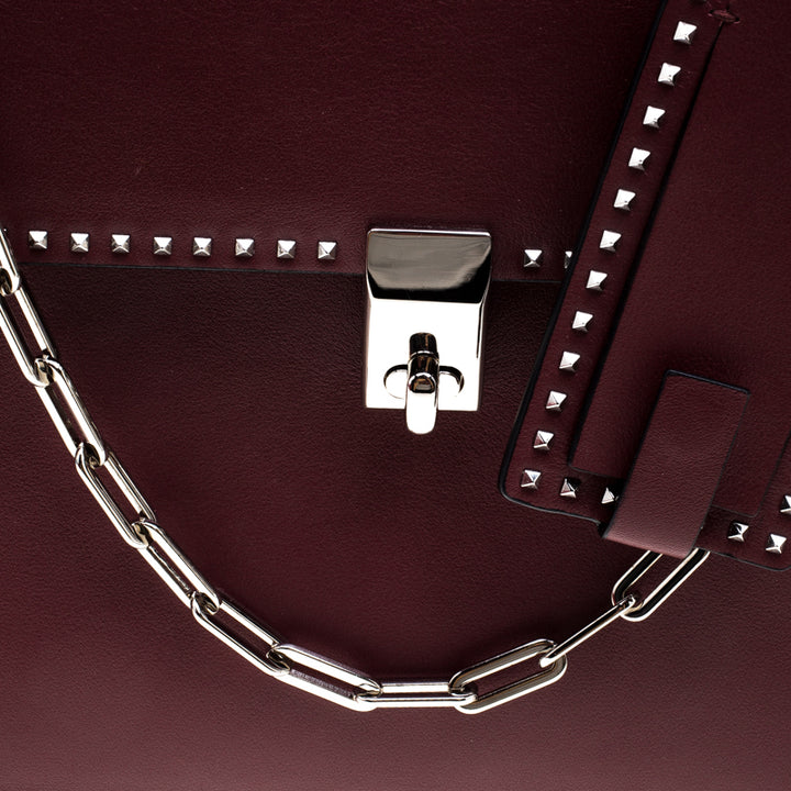 VALENTINO STUDDED MICRO ROCKSTUD CALFSKIN LEATHER TOP HANDLE BAG