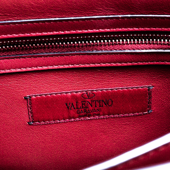 VALENTINO STUDDED MICRO ROCKSTUD CALFSKIN LEATHER TOP HANDLE BAG