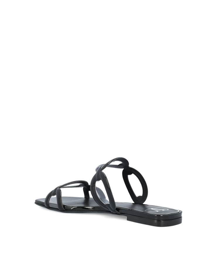 VALENTINO GARAVANI CHAIN 1967 LEATHER SLIDE SANDALS