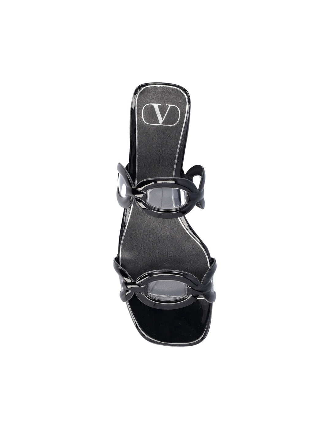 VALENTINO GARAVANI CHAIN 1967 LEATHER SLIDE SANDALS