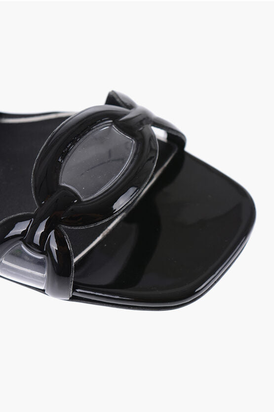 VALENTINO GARAVANI CHAIN 1967 LEATHER SLIDE SANDALS