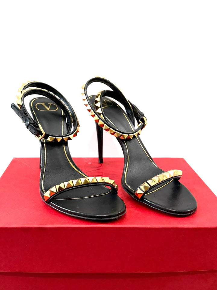 VALENTINO ROCKSTUD NO LIMIT HEELED NAPPA LEATHER SANDALS