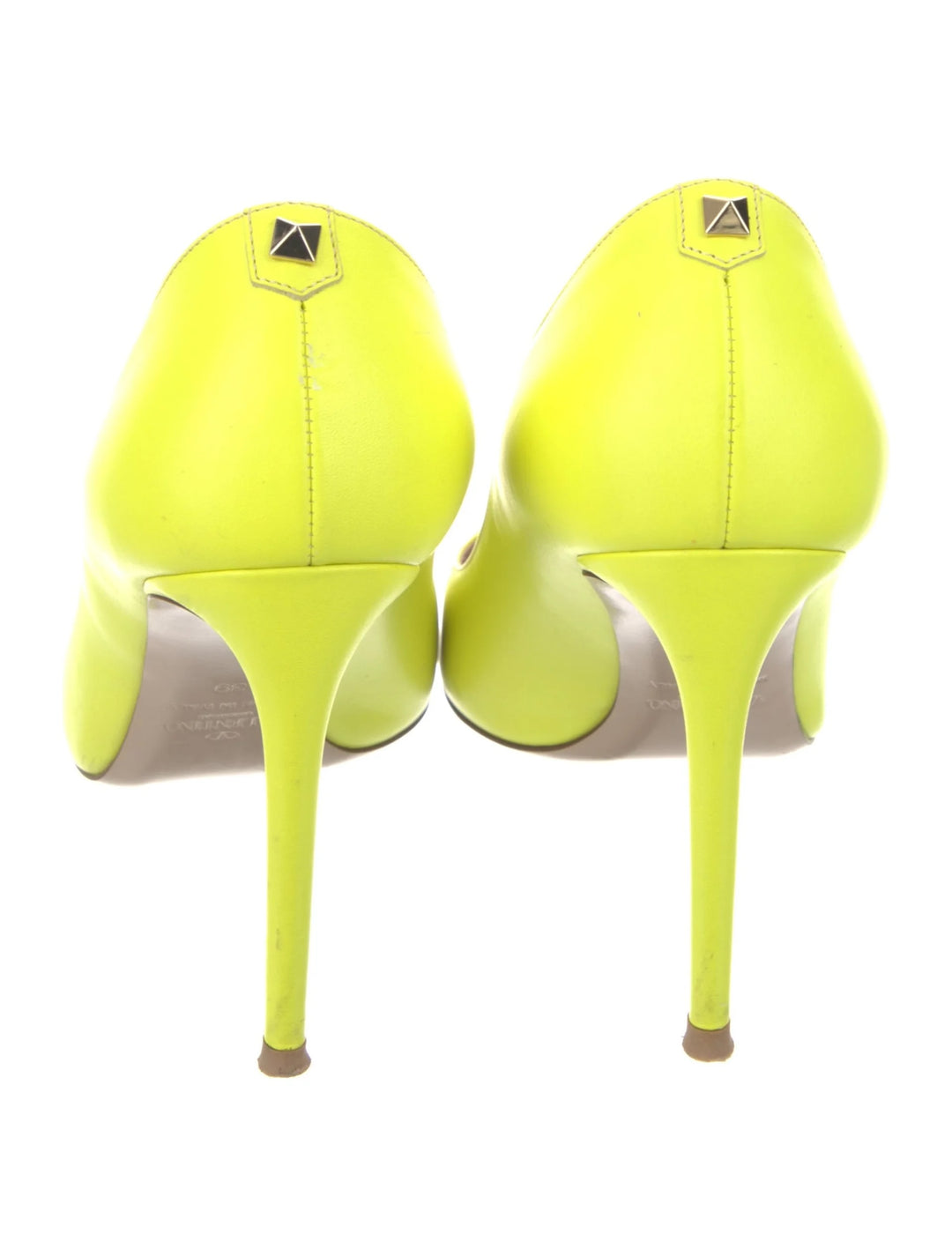 VALENTINO GARAVANI ROCKSTUD ACCENT NEON LEATHER PUMPS