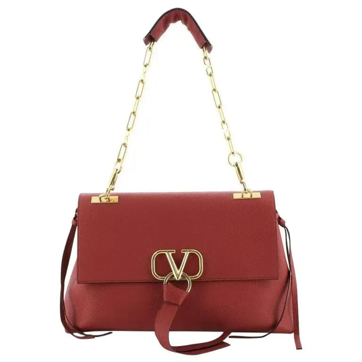 VALENTINO VLOGO CHAIN GRAINED CALFSKIN LEATHER SHOULDER BAG