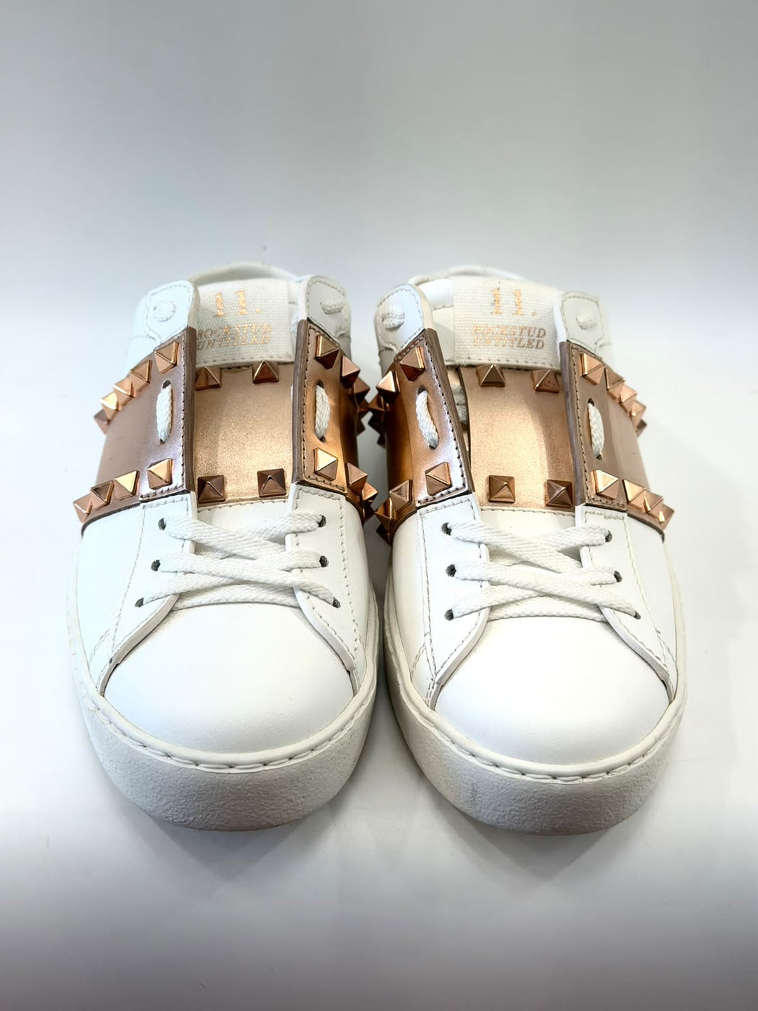 VALENTINO GARAVANI ROCKSTUD CALFSKIN LEATHER SLIDE SNEAKERS