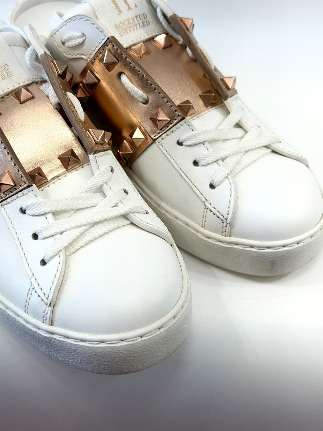 VALENTINO GARAVANI ROCKSTUD CALFSKIN LEATHER SLIDE SNEAKERS