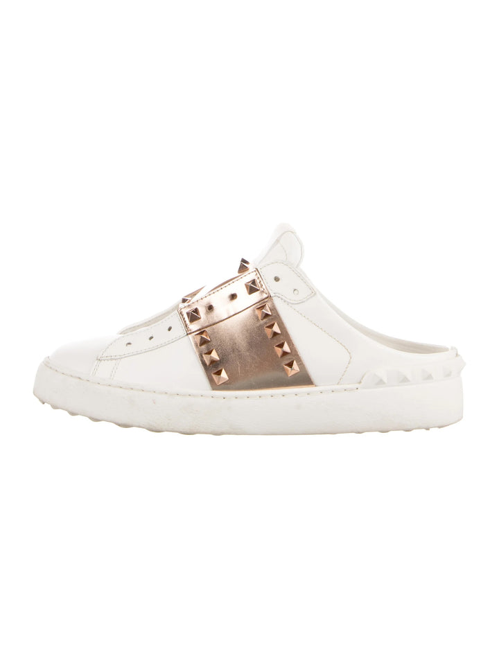 VALENTINO GARAVANI ROCKSTUD CALFSKIN LEATHER SLIDE SNEAKERS