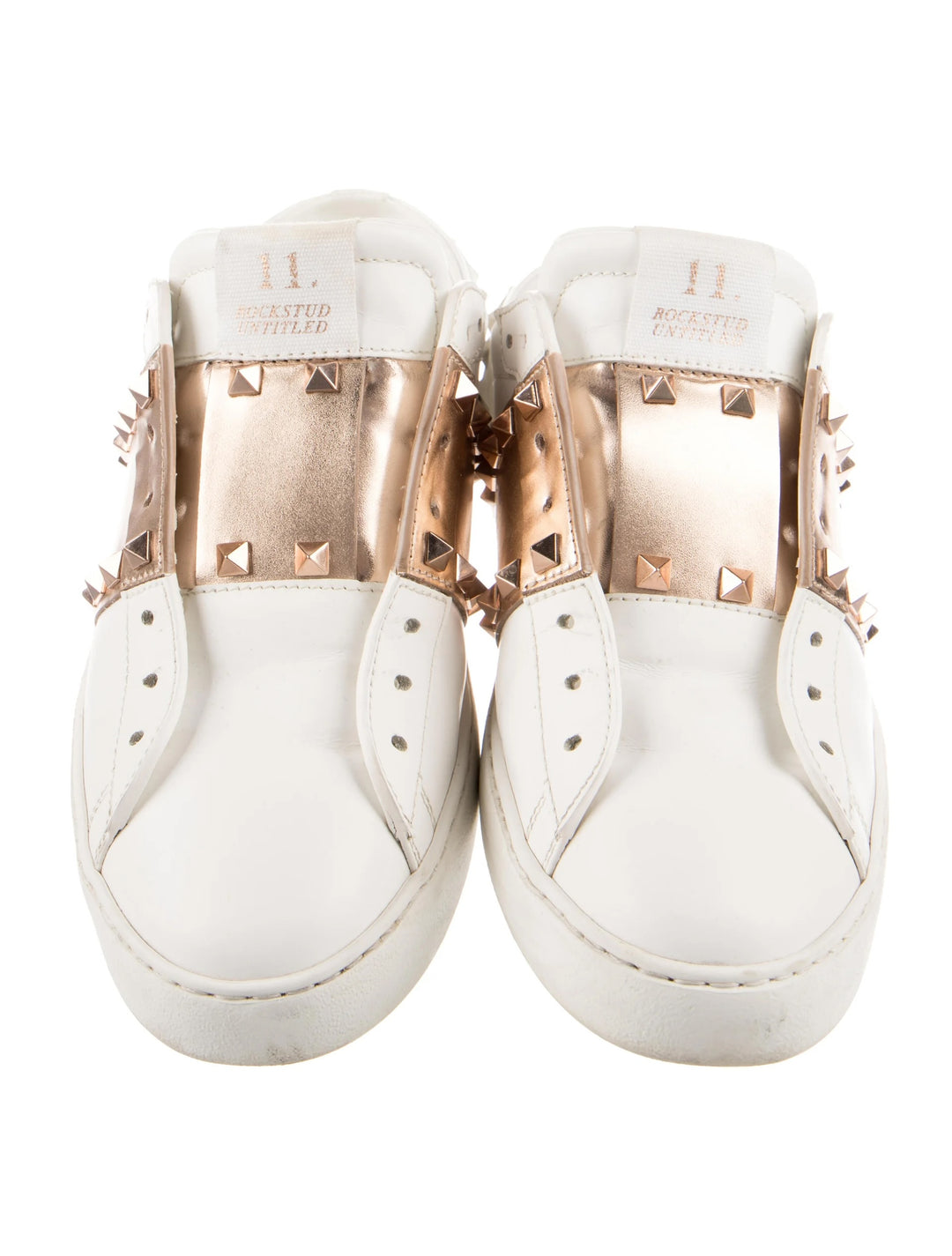 VALENTINO GARAVANI ROCKSTUD CALFSKIN LEATHER SLIDE SNEAKERS