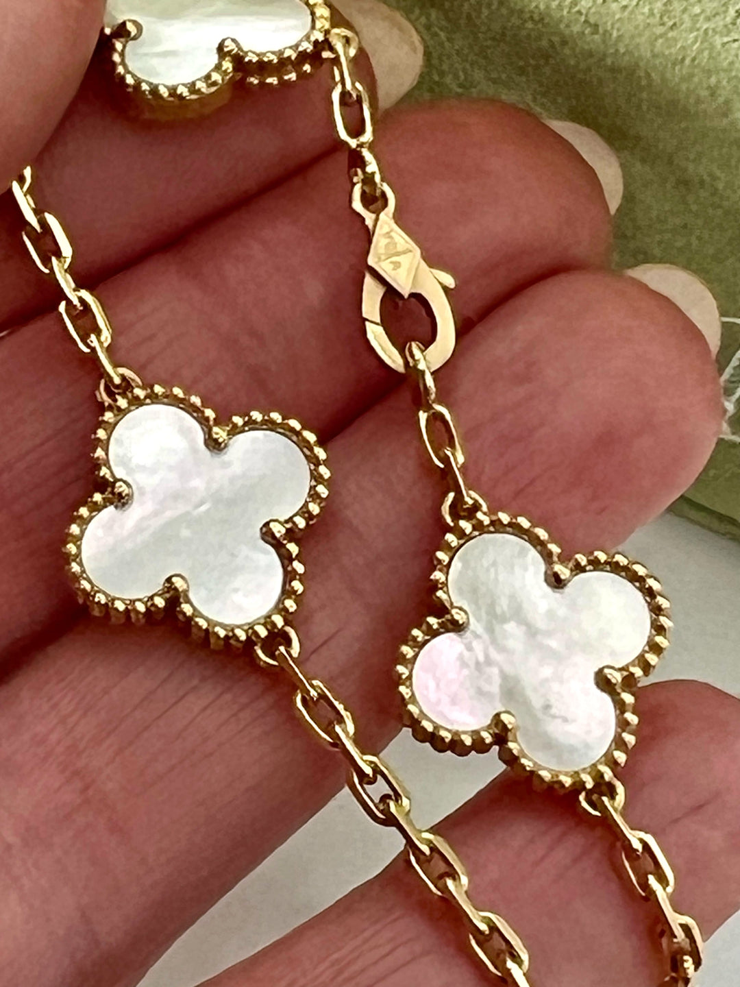 VAN CLEEF & ARPELS 18K GOLD 5 MOTIFS MOP ALHAMBRA BRACELET