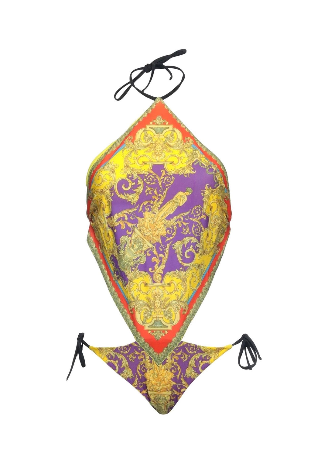 VERSACE BAROCCO GODDES HALTER ONE-PIECE SWIMSUIT