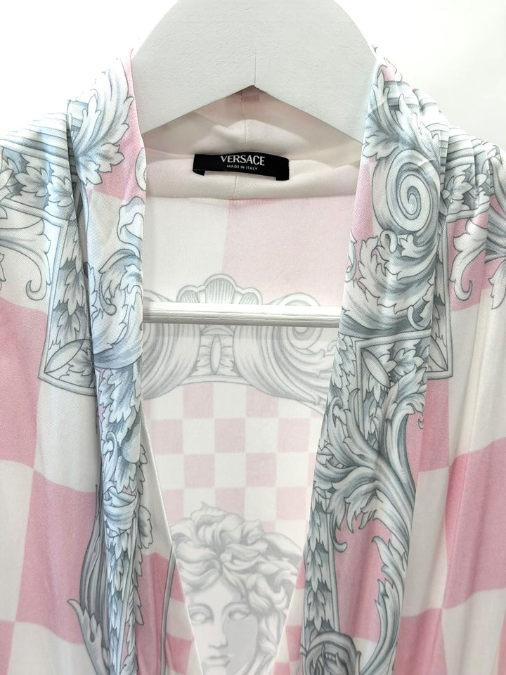 VERSACE BAROCCO PRINT CHECKED BODYSUIT