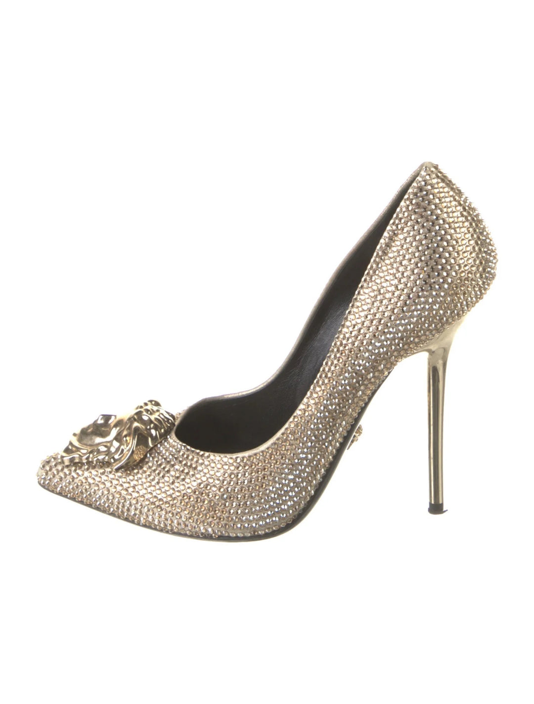 VERSACE LA MEDUSA GLITTER POINTED TOE PUMPS