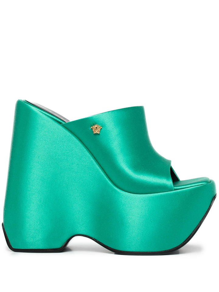 VERSACE LA MEDUSA TRIPLATFORM WEDGE HEEL MULES