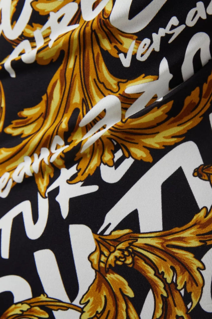 VERSACE JEANS COUTURE BLACK BRUSH MIDI DRESS