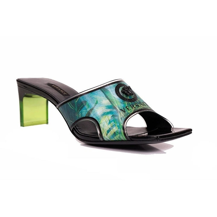 VERSACE LA MEDUSA JUNGLE PRINT RUNWAY COLLECTION MULES