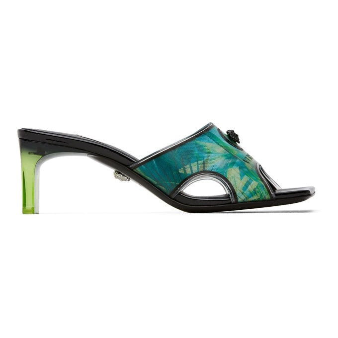 VERSACE LA MEDUSA JUNGLE PRINT RUNWAY COLLECTION MULES