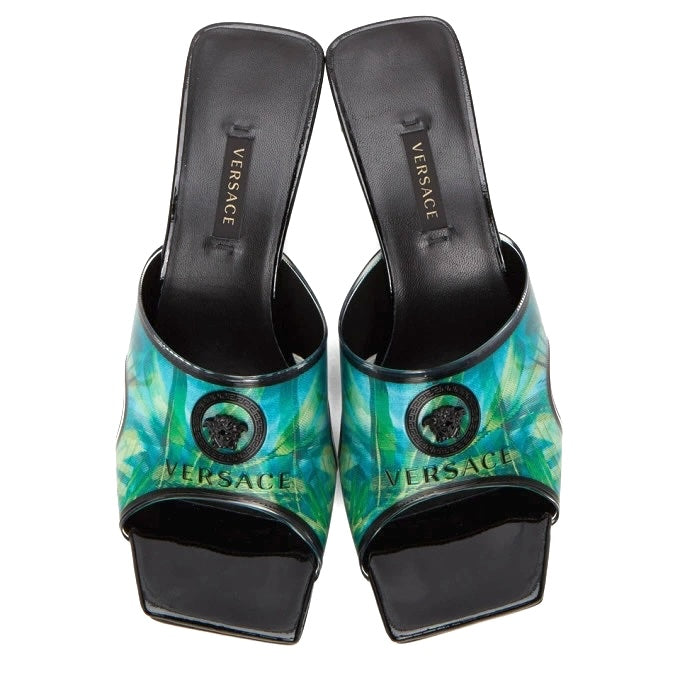 VERSACE LA MEDUSA JUNGLE PRINT RUNWAY COLLECTION MULES