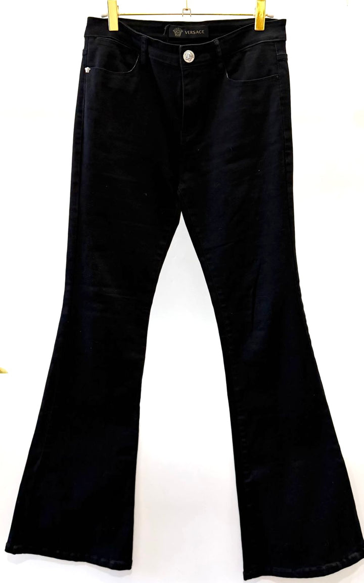 VERSACE LA MEDUSA WIDE LEG FLARED JEANS