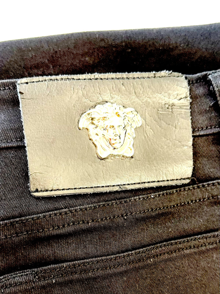 VERSACE LA MEDUSA WIDE LEG FLARED JEANS