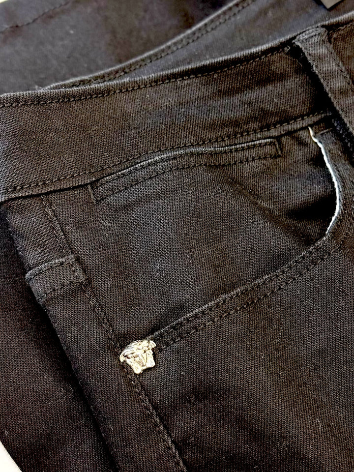 VERSACE LA MEDUSA WIDE LEG FLARED JEANS